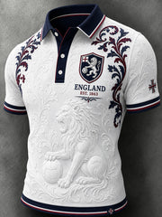 Men's Retro England Football Fan Art Print Casual Jersey