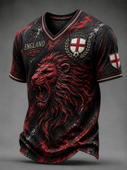 Men's Retro England Football Fan Art Print Casual Jersey
