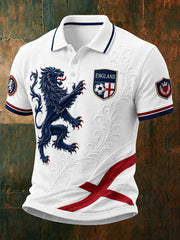Men's Retro England Football Fan Art Print Casual Jersey