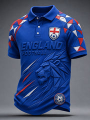 Men's Retro England Football Fan Art Print Casual Jersey