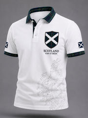 Men's Scottish Plaid Print Casual Polo