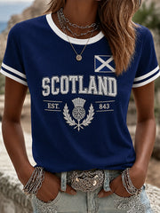 Women's Scotland Art Printed Short Sleeve T-shirt