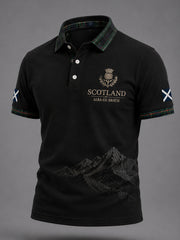 Men's Scottish Plaid Print Casual Polo
