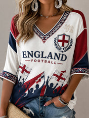 Retro England Football Fan Art Print Casual Jersey