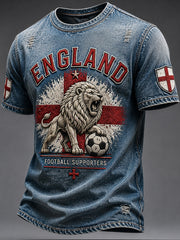 Retro England Football Fan Art Print Casual Jersey