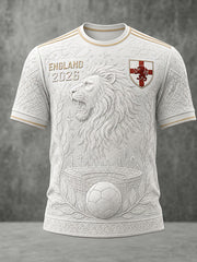 Retro England Football Fan Art Print Casual T-Shirt