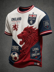 Retro England Football Fan Art Print Casual T-Shirt