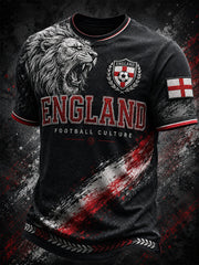 Retro England Football Fan Art Print Casual T-Shirt