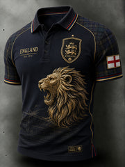 Retro England Football Fan Art Print Casual Polo Shirt