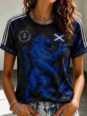 Women's Scotland Football Round Neck Short Sleeve T-shirt