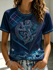 Women's Scotland Football Round Neck Short Sleeve T-shirt
