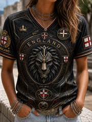 Retro England Football Fan Art Print Casual Jersey