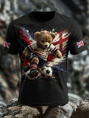 Vintage British Paddington Bear Soccer Art Print Casual T-Shirt