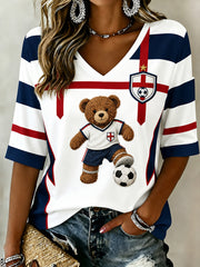 Vintage British Paddington Bear Soccer Art Print Casual Top