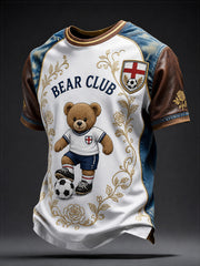 Vintage British Paddington Bear Soccer Art Print Casual T-Shirt