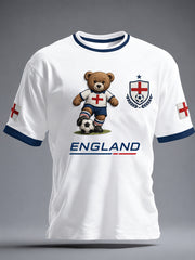 Vintage British Paddington Bear Soccer Art Print Casual T-Shirt