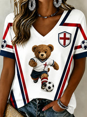 Vintage British Paddington Bear Soccer Art Print Casual Top