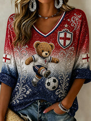 Vintage British Paddington Bear Soccer Art Print Casual Top