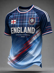Retro England Football Fan Art Print Casual T-Shirt