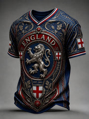 Retro England Football Fan Art Print Casual T-Shirt