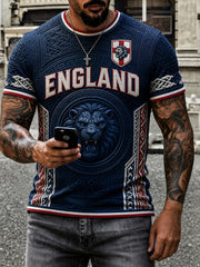 Retro England Football Fan Art Print Casual T-Shirt