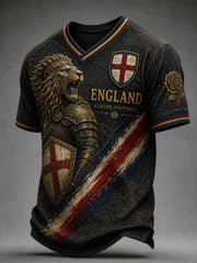 Retro England Football Fan Art Print Casual T-Shirt