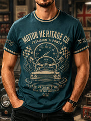 Men's Retro Car Culture Print Casual Tee