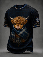 Men's Scotland Highland Cottle Art Printed Short Sleeve T-shirt