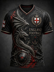 Retro England football fan art print casual jersey