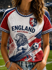 Retro England Football Fan Art Print Casual Jersey