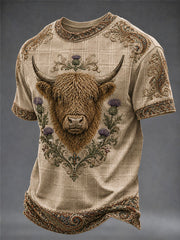 Men's Highland Denim Plaid Print Unisex T-shirt