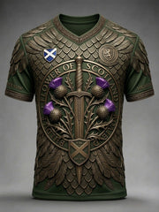 Men's UK Scotland Football Lover 2026 Printed V-Neck T-Shirt