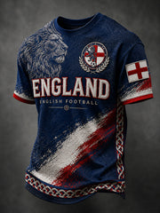 Retro England Football Fan Art Print Casual T-Shirt