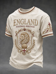 Retro England Football Fan Art Print Casual T-Shirt