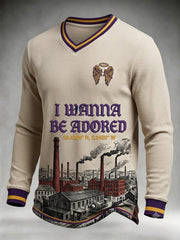 Men's Vintage UK Madchester Angel Wings Waffle Long-Sleeve Top