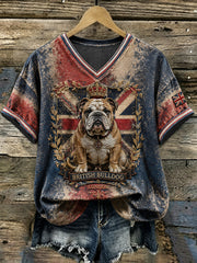 Women's British Bulldog Union Jack Print T-shirt