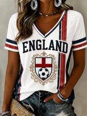 Retro England Football Fan Art Print Casual Jersey