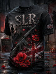 Men's Retro SLR Forget-Me-Not Print Casual T-Shirt