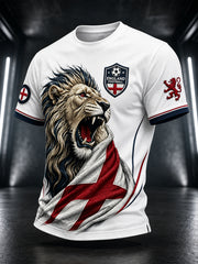 Retro England Football Fan Art Print Casual Jersey