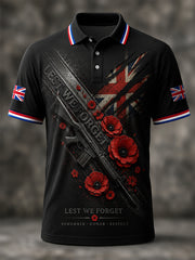 Men's Retro SLR Forget-Me-Not Print Casual Polo Shirt