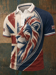 Men's British Lion Print Casual Polo