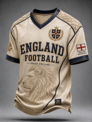 Men's UK Football Lover England Printed V-neck T-shirt