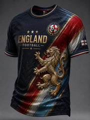 Retro England Football Fan Art Print Casual T-Shirt