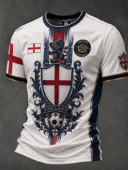 Retro England Football Fan Art Print Casual T-Shirt