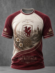 Men's Welsh Dragon Printed Casual Short Sleeves T-shirt