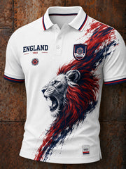 Retro England Football Fan Art Print Casual Polo Shirt