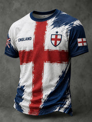 Retro England Football Fan Art Print Casual T-Shirt