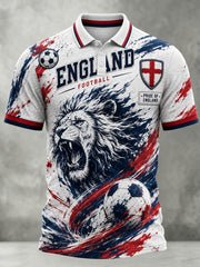 Retro England Football Fan Art Print Casual Polo Shirt
