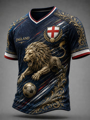 Retro England Football Fan Art Print Casual T-Shirt