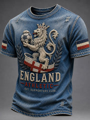 Retro England Football Fan Art Print Casual T-Shirt